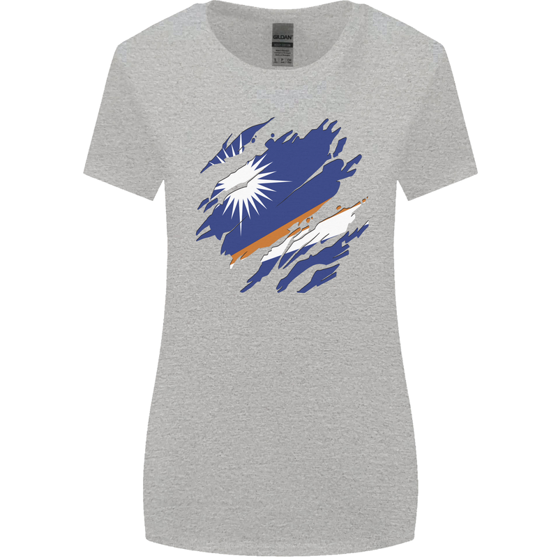 Torn Marshall Islands Flag Day Football Womens Wider Cut T-Shirt Sports Grey