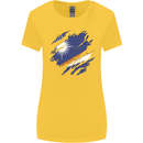 Torn Marshall Islands Flag Day Football Womens Wider Cut T-Shirt Yellow