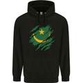 Torn Mauritania Flag Mauritanian Day Football Childrens Kids Hoodie Black