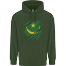 Torn Mauritania Flag Mauritanian Day Football Childrens Kids Hoodie Forest Green