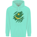 Torn Mauritania Flag Mauritanian Day Football Childrens Kids Hoodie Peppermint