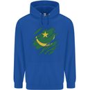Torn Mauritania Flag Mauritanian Day Football Childrens Kids Hoodie Royal Blue