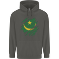 Torn Mauritania Flag Mauritanian Day Football Childrens Kids Hoodie Storm Grey