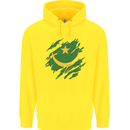 Torn Mauritania Flag Mauritanian Day Football Childrens Kids Hoodie Yellow