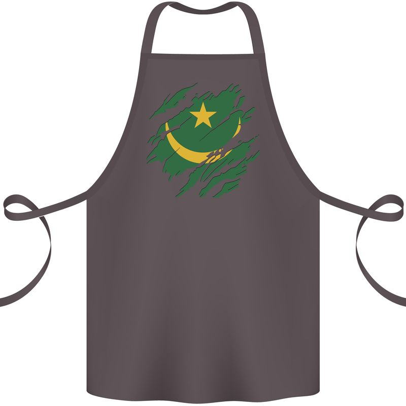 Torn Mauritania Flag Mauritanian Day Football Cotton Apron 100% Organic Dark Grey