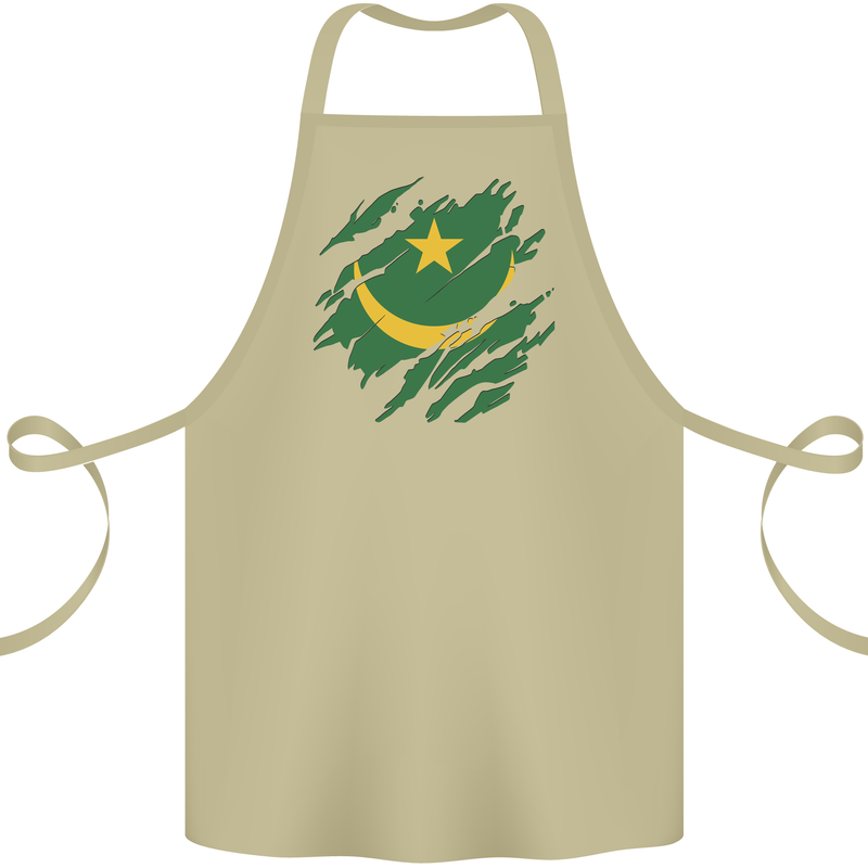 Torn Mauritania Flag Mauritanian Day Football Cotton Apron 100% Organic Khaki