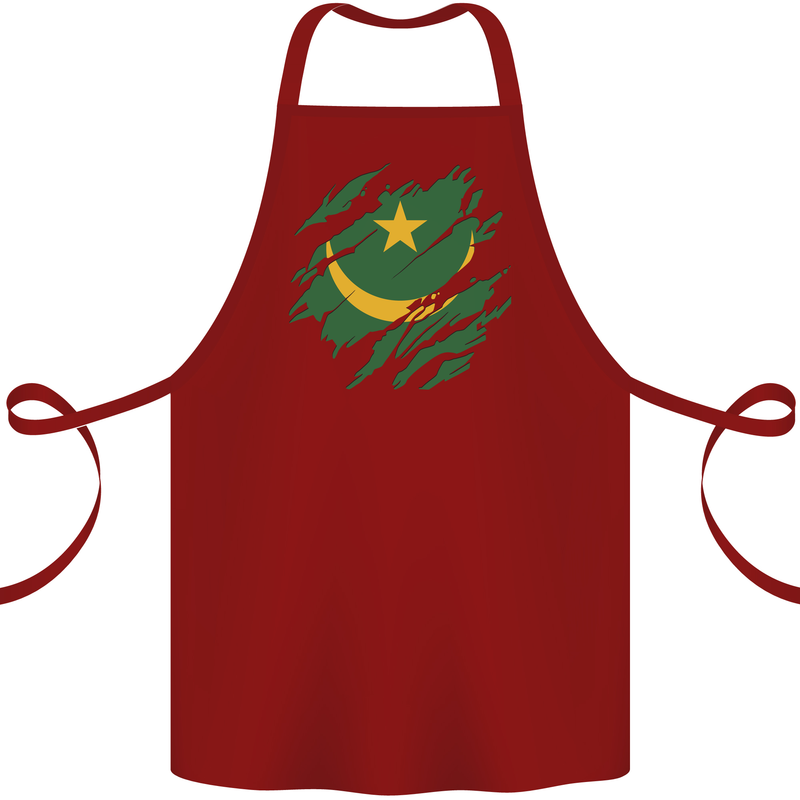 Torn Mauritania Flag Mauritanian Day Football Cotton Apron 100% Organic Maroon