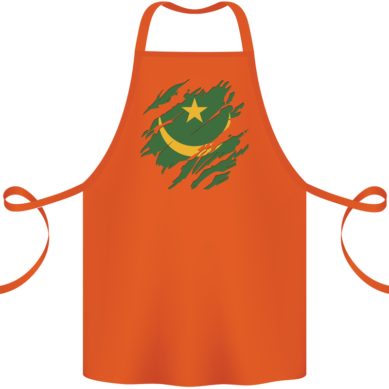 Torn Mauritania Flag Mauritanian Day Football Cotton Apron 100% Organic Orange