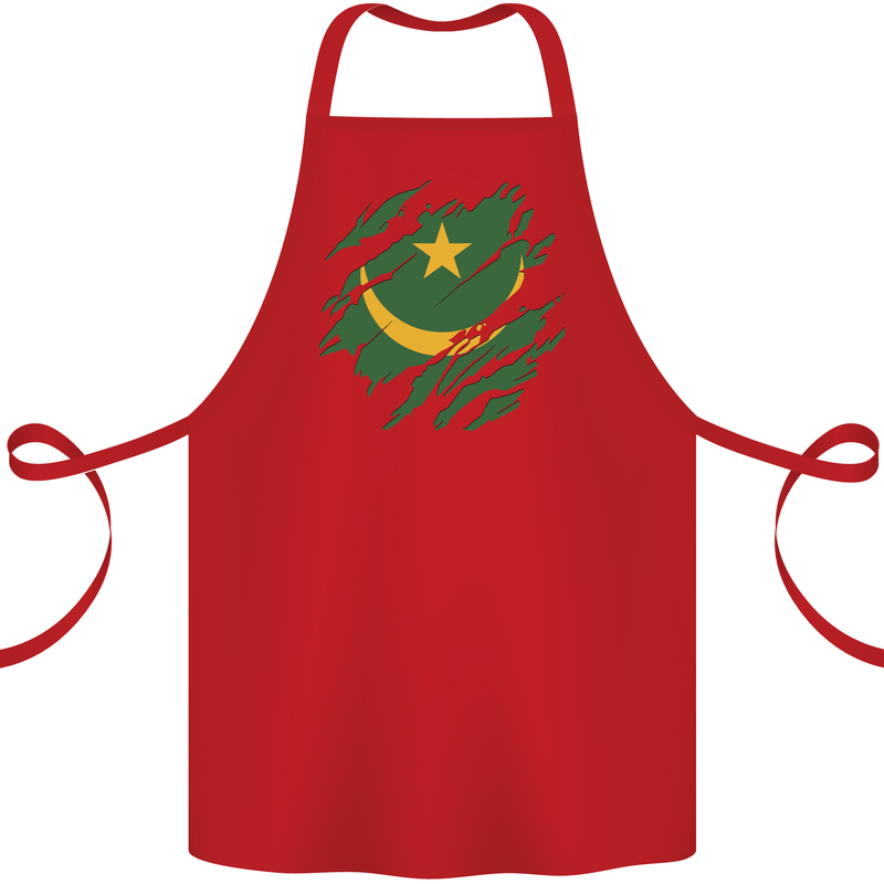 Torn Mauritania Flag Mauritanian Day Football Cotton Apron 100% Organic Red