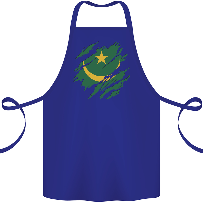 Torn Mauritania Flag Mauritanian Day Football Cotton Apron 100% Organic Royal Blue