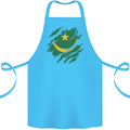 Torn Mauritania Flag Mauritanian Day Football Cotton Apron 100% Organic Turquoise