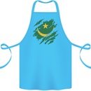 Torn Mauritania Flag Mauritanian Day Football Cotton Apron 100% Organic Turquoise