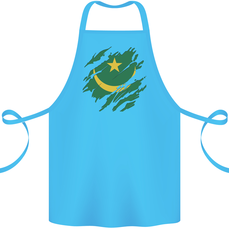 Torn Mauritania Flag Mauritanian Day Football Cotton Apron 100% Organic Turquoise