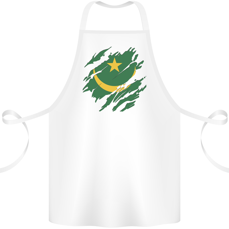 Torn Mauritania Flag Mauritanian Day Football Cotton Apron 100% Organic White
