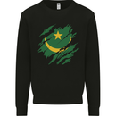 Torn Mauritania Flag Mauritanian Day Football Kids Sweatshirt Jumper Black