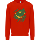Torn Mauritania Flag Mauritanian Day Football Kids Sweatshirt Jumper Bright Red