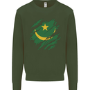 Torn Mauritania Flag Mauritanian Day Football Kids Sweatshirt Jumper Forest Green