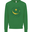 Torn Mauritania Flag Mauritanian Day Football Kids Sweatshirt Jumper Irish Green