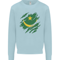 Torn Mauritania Flag Mauritanian Day Football Kids Sweatshirt Jumper Light Blue