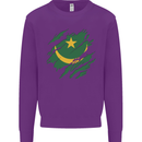 Torn Mauritania Flag Mauritanian Day Football Kids Sweatshirt Jumper Purple