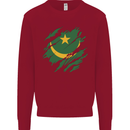 Torn Mauritania Flag Mauritanian Day Football Kids Sweatshirt Jumper Red