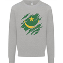 Torn Mauritania Flag Mauritanian Day Football Kids Sweatshirt Jumper Sports Grey