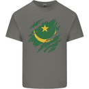 Torn Mauritania Flag Mauritanian Day Football Kids T-Shirt Childrens Charcoal