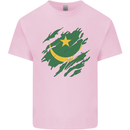 Torn Mauritania Flag Mauritanian Day Football Kids T-Shirt Childrens Light Pink
