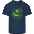 Torn Mauritania Flag Mauritanian Day Football Kids T-Shirt Childrens Navy Blue