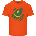 Torn Mauritania Flag Mauritanian Day Football Kids T-Shirt Childrens Orange