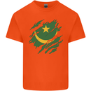 Torn Mauritania Flag Mauritanian Day Football Kids T-Shirt Childrens Orange