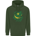Torn Mauritania Flag Mauritanian Day Football Mens 80% Cotton Hoodie Forest Green