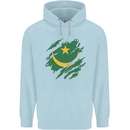 Torn Mauritania Flag Mauritanian Day Football Mens 80% Cotton Hoodie Light Blue
