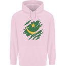 Torn Mauritania Flag Mauritanian Day Football Mens 80% Cotton Hoodie Light Pink