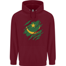 Torn Mauritania Flag Mauritanian Day Football Mens 80% Cotton Hoodie Maroon