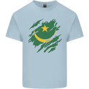 Torn Mauritania Flag Mauritanian Day Football Mens Cotton T-Shirt Tee Top Light Blue