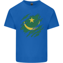 Torn Mauritania Flag Mauritanian Day Football Mens Cotton T-Shirt Tee Top Royal Blue