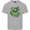 Torn Mauritania Flag Mauritanian Day Football Mens Cotton T-Shirt Tee Top Sports Grey