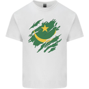 Torn Mauritania Flag Mauritanian Day Football Mens Cotton T-Shirt Tee Top White