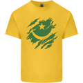 Torn Mauritania Flag Mauritanian Day Football Mens Cotton T-Shirt Tee Top Yellow