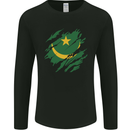 Torn Mauritania Flag Mauritanian Day Football Mens Long Sleeve T-Shirt Black
