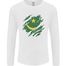 Torn Mauritania Flag Mauritanian Day Football Mens Long Sleeve T-Shirt White