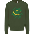 Torn Mauritania Flag Mauritanian Day Football Mens Sweatshirt Jumper Forest Green