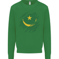Torn Mauritania Flag Mauritanian Day Football Mens Sweatshirt Jumper Irish Green