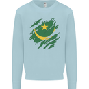 Torn Mauritania Flag Mauritanian Day Football Mens Sweatshirt Jumper Light Blue