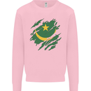 Torn Mauritania Flag Mauritanian Day Football Mens Sweatshirt Jumper Light Pink