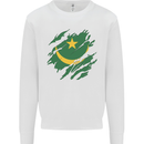 Torn Mauritania Flag Mauritanian Day Football Mens Sweatshirt Jumper White