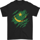 Torn Mauritania Flag Mauritanian Day Football Mens T-Shirt 100% Cotton Black