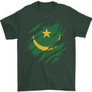 Torn Mauritania Flag Mauritanian Day Football Mens T-Shirt 100% Cotton Forest Green