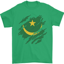 Torn Mauritania Flag Mauritanian Day Football Mens T-Shirt 100% Cotton Irish Green